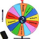 16 Inch Heavy Duty Prize Wheel - Color Editable Spinning Wheel with 14 Slots, Dry Erase Marker & Eraser - Perfect for Spin The Wheel of Fortune, and Prize Spinner with Stand - Ideal