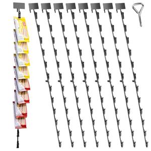 Oleitodh 9Pcs Hanging Merchandise Strips with Hooks, 31 inch Metal Retail Display Rack with Label Header, Chip Rack for Potato Chips, Snack, Party, Collection