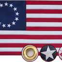Betsy Ross Flag 5x8 Ft Embroidered 13 Star American Flags for Outside, Heavy Duty Sewn Stripes 13 Colonies Flag for 250th Anniversary 4th of July Outdoor Use