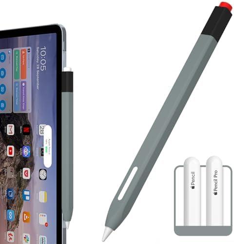 AZF Pencil Case Compatible with Apple Pencil 2nd Generation Case, Two Color Pen Cap Match, Silicone Comfort, Compatible with Magnetic Charging and Double Click. (Gray)