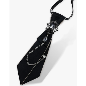 Matwsec Black Bow Tie for Women Adjustable Pre-Tied Ties Necktie with Rhinestone Crystal Bowtie for Girls Uniform Party School Concert