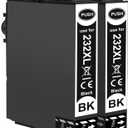 VICTORSTAR 232XL 232 XL T232 Remanufactured Ink Cartridges 2 Blacks High Capacity 500 Pages for XP-4200 XP-4205 WF-2930 WF-2950 Printer