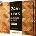 Teak Wood Cutting Board for Kitchen 24'' Extra Large End Grain Heavy Duty Checkered Cutting Board Non Toxic Best Handcrafted Solid Wood Decorative Charcuterie Butcher Block Meat Vegetables