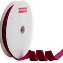 KLTRIBBON Nylon Velvet Ribbon Single Faced,1 Inch X 25Yards Spool (Wine)