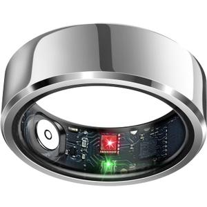Smart Ring Health Tracker, Sleep Tracker Ring with Heart Rate, Waterproof Fitness Ring for Activity Monitoring/Steps/Distance/Calories, Air Gestures, Up to 7-Day Battery, for iOS Android (Silver,#11)