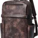 Leather Laptop Backpack for Women, 15.6 Inch Laptop Travel Backpack Purse Large Capacity Computer Bag, Casual Daypack Nurse Bag College Bookbag for School, Coffee