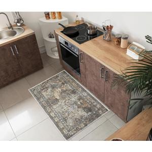 Keen Home Design 2x3 Rug - Machine Washable Entry Rug with Non-Slip Backing, Ideal for Enteryway, Kitchen, Bathroom, Laundry Room - Vintage, Easy Clean, Durable, Low Pile Rug - (2' x 3') (Anthracite Grey / Copper Tone)