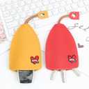 2 x PU Leather Key Fob Case, 5Pcs Key Pouch for Car Keys Keychain Holder Love Heart Decor Key Case, 5 Colors