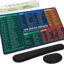 Excel Cheat Sheet Desk Pad Set, 3-Piece Office Shortcut Mouse Pad with Keyboard Wrist Rest & Mouse Wrist Rest, Excel Word PowerPoint Windows Shortcut Mat for Accountants, Students, Carbon Black