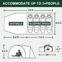 4 Person Tents for Camping, Ayamaya Tunnel Tent Camping with Vestibule 3-4 Person Waterproof, 2 Devided Rooms Bicycle Tent with Footprint for Bikepacking/Motorcycle Travel Hiking Mountaineering, 14ft x 6.6ft x 4.3ft