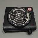 Elite Gourmet ESB100B Countertop Single Coiled Burner Electric Hot Plate, Temperature Control, Indicator Light, Easy to Clean, Black