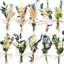 VAIPI 10 Pack Dried Flower Bouquets Green Series Natural Dried Plant with Stem Mini Flower Bundles Artificial Eucalyptus for Vase, DIY, Farmhouse Decor,Wedding Crafts,Home Party Fake Plant Decor