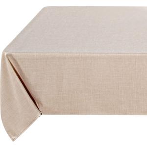 Fitable Faux Linen Tablecloth Rectangle 60 x 102 Inch - Rustic Fabric Table Cloth for 6 Foot Tables, Beige Faux Burlap Table Cover for Kitchen Dining, Party, Farmhouse