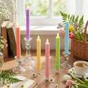 6 Pcs Spring Flameless Taper Candle Pastel Twisted LED Taper Spiral Candlestick 9.65 Inch Colorful Battery Operated Candles Centerpieces for Spring Tea Party Wedding Birthday Easter Home Decor
