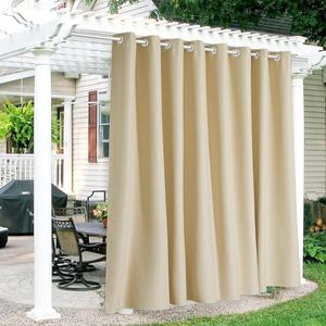 RYB HOME Extra Wide Outdoor Curtains for Patio Waterproof Windproof Insulated Curtains for French Door Porch Pergola Cabana Sun Room Deck, W 120 x L 84 inch, 1 Pc, Biscotti Beige