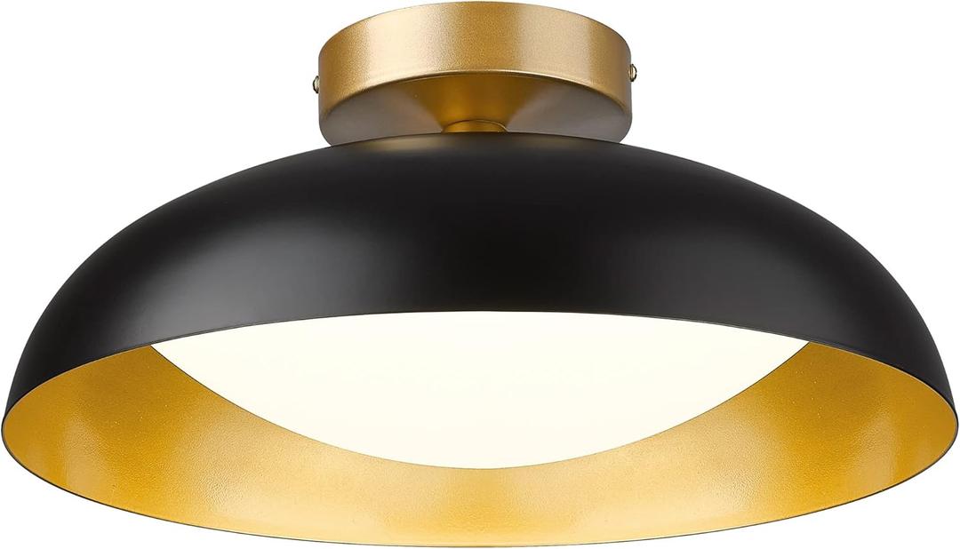 kudos Flush Mount Ceiling Light, 16-inch LED Ceiling Light Fixture, Black and Gold Finish, 24W 2400lm Light Fixtures for Living Room, Kitchen, Bedroom, Hallway, 5CCT Adjustable, KDCL02-BK