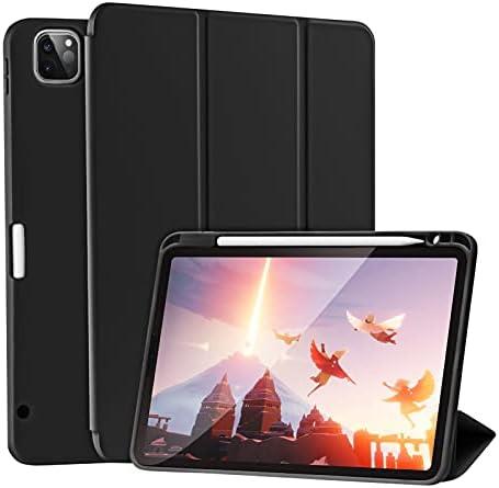 SIWENGDE Case for iPad Pro 11 Inch 4th/3rd/2nd Generation 2022/2021/2020 with Pencil Holder [Support iPad 2nd Pencil Charging] Slim Trifold Stand Smart Protective Cover, Auto Wake/Sleep(Black)
