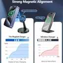 Magnetic Wireless Charger Stand 15W Fast Mag-Safe Charger for iPhone 17/17 pro/ 17 Air/ 17 pro max 16/15/14/13/12 Series Magnet Wireless Charging Station/Pad with Sleep-Friendly Light for AirPods