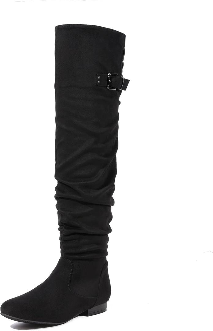 DREAM PAIRS Women's Suede Over The Knee Thigh High Winter Boots (8)