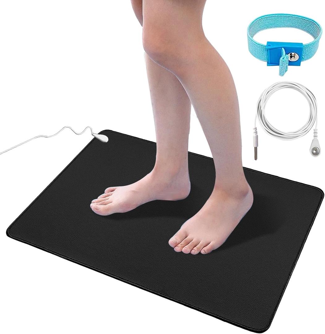 Grounding mat Kit for Healthy Grounding Energy, Grounding Pad for Sleep with Grounding Wristband & 15ft Grounding Cord, for Improve Sleep (12x24 Inch)