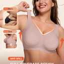 LetsJoli Bras for Women Supportive Wireless Push Up Bra Full Coverage No Underwire Seamless Plus Size for Older Women (Beige, XL)