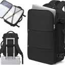 Bergsalz Black Small Travel Laptop Backpack For Women Men,Carry On Backpack,Airplane Travel Essentials For Women,Personal Item Travel Bag Laptop Work Backpacks Black