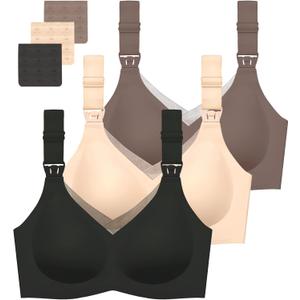 3 x Gailife 3 Pack Nursing Bras for Breastfeeding Seamless V Neck Mesh Maternity Bra Comfort Pregnancy Sleep Bralette, 2X