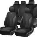 Coverado Car Seat Covers 5 Seats, Seat Covers Full Set, Mesh Breathable Seat Protectors, 5-Piece Spill-Proof Black Automotive Seat Covers, Universal Fit for SUV, Sedan, Truck