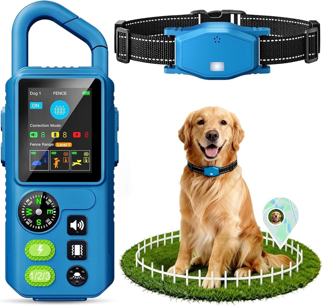 Wireless Dog Fence System, 5-in-1 Electric Fence for Dogs, Protection & Training, Fence Range up to 394 Ft, Training Distance up to 3300 Ft, with Remote