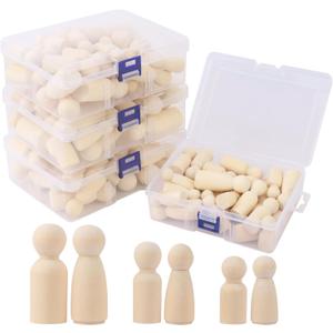 120 Pieces Wood Peg People, Wooden Peg Dolls Bodies, Unfinished Wooden Peg Doll for Painting, DIY, Crafting and Art Projects (3 Sizes)