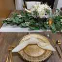 Ms Lovely Cross-stitch Pattern Glass Charger 12.6 Inch Dinner Plate With Beaded Rim - Set of 4 - Rose Gold Color