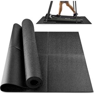 Foldable Rubber Treadmill Mat - Exercise Bike Mat with Waterproof Non-Slip Shock Absorption, Exercise Equipment Mat to Protect Floor for Home Gym Workout (72.1"L x 31.4"W x 0.2"Th)