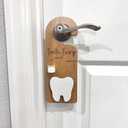 2-in-1 Design Tooth Fairy Tooth Holder Door Hanger with Money SlotIncluding Fairy Coins,Wooden Encourage Gift for Kids Children Boys Girls