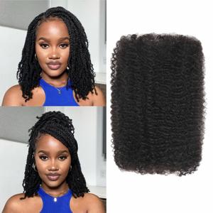 Afro Kinkys Bulk Human Hair 20-Inch 30g/bundle Natural Black Kinky-Curly Bulk Hair for Dreadlock Extensions Microloc Loc Repair Twist Braids - Bleachable and Dyable (1 B, 20 Inch)