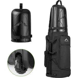 uniHimal Golf Travel Bag with Hard Case Top, 1680D Heavy Duty Oxford Golf Club Travel Bags for Airlines with Wheels Easy to Maneuver