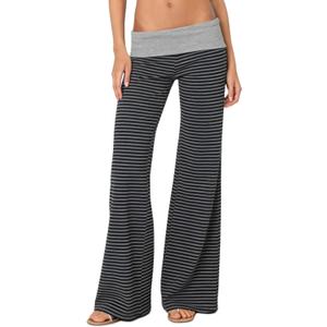 FOMOYUU Lounge Yoga Pants for Women Fold Over Low Waist Wide Leg Sweatpants Flare Leggings Bell Bottoms Y2K Foldover Pants (M)