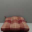 Arlee Chair Cushions for Dining Chairs, Set of 2 - Fiber Filled Chair Pads, Plaid Woven with Tiebacks - Durable Thick Seat Cushions for Kitchen, Office, Patio, 16”L x 16’’W - Brick, 2 Piece