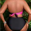 SOLY HUX Women's Plus Size Swimsuit Color Block Halter Criss Cross Bikini Sets Two Piece Bathing Suit (Black, 4XL)