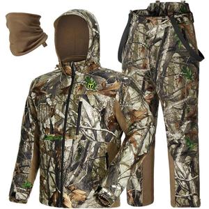 TIDEWE Hunting Clothes for Men with Face Mask, Silent Waterproof Hunting Jacket and Adjustable Bibs, Safety Strap Compatible (XX-Large)