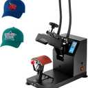 VEVOR Heat Press 6x3.75Inch Curved Element Hat Press Clamshell Design Heat Press for Hats Rigid Steel Frame No Stick Digital LCD Timer and Temperature Control (6x3.75Inch Clamshell Design)