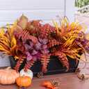 10 x Artificial Fall Plants for Autumn Outdoor Decor Realistic Faux Greenery & Flowers Fake Plastic Leaves with Stems UV Resistant Outside Bushes for Garden Patio and Porch 8Pcs (Fall Color)