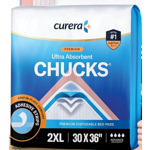 Curera Chucks Premium Disposable Underpads 30”x36” [25 Count] Ultra Absorbent Chux Incontinence Bed Pads Disposable Adult with Adhesive Tape, Pee Pads Pet Training Pads XX-Large 30x36 Bulk Pack