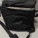 FlowFly Insulated Reusable Lunch Bag Adult Large Lunch Box for Women and Men with Adjustable Shoulder Strap,Front Zipper Pocket and Dual Large Mesh Side Pockets, Black
