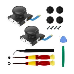 2-Pack Replacement Joystick Analog Thumb Stick Repair Kit for Nintendo Switch / Switch OLED Model / Switch Lite Joy-Con Controller - Drift Fix Tools Y1.5 / +1.5 Screwdriver / Pry Tools