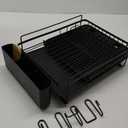 Kitsure Large Dish Drying Rack - Extendable Dish Rack, Multifunctional Dish Rack for Kitchen Counter, Anti-Rust Dish Drainers with Cutlery & Cup Holders 19.2"-26.7" L x 12.9" W, Black