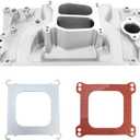 Dokili Aluminum Dual Plane Intake Manifold Compatible with Chevy Small Block SBC V8 1996-2002 Vortec 5.0L/305 5.7L/350 with Spread or Square Bore Carbs RPM Idle-5,500