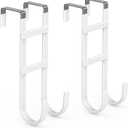 FYY Over The Door Hooks - 2 Pack Heavy Duty Dual-Hook Organizer Hanger with Non-Slip Rubber for Towels, Clothes, Hats & Bags Use in Bathroom, Bedroom, Kitchen - Fits Interior Doors Up to 1.6" White