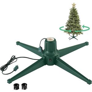 Home Heritage 360° Rotating Christmas Tree Stand – Green Sturdy Metal Base for Trees up to 7.5ft Tall – Holiday Decor Accessory