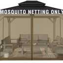 Aoodor Universal azebo Mosquito Netting, Replacement 4-Panel Sidewalls with Double Zippers for Patio, Backyard, Deck, and Lawn (Netting Only, Brown)
