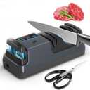 5-in-1 Electric Knife Sharpener for Kitchen Knives, with 100% Diamond Abrasives, 3 Adjustable Speeds, Quickly Sharpening for Straight/Serrated/Kitchen Knives, Scissors (Gray)